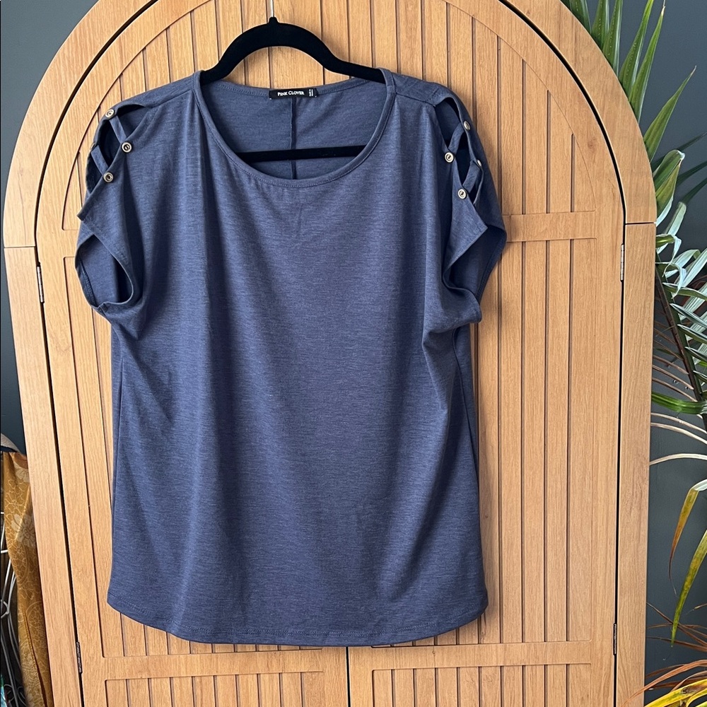 Pure Collection Navy Button-Detail Tee
